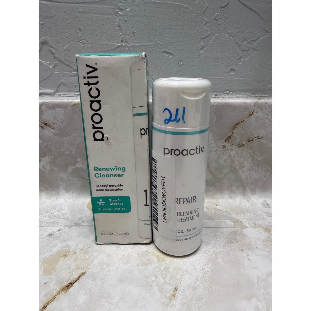 Proactiv Renewing Cleanser 4oz & Repairing Treatment 3oz Acne Set Exp 05/2027